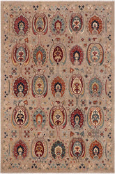 handmade Transitional Kafkaz Grey Orange Hand Knotted RECTANGLE 100% WOOL area rug 8 x 10